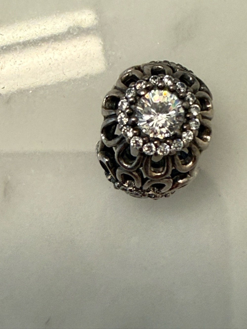 Pandora Floral Brilliance Charm. Sterling Silver & CZ - Picture 3 of 7